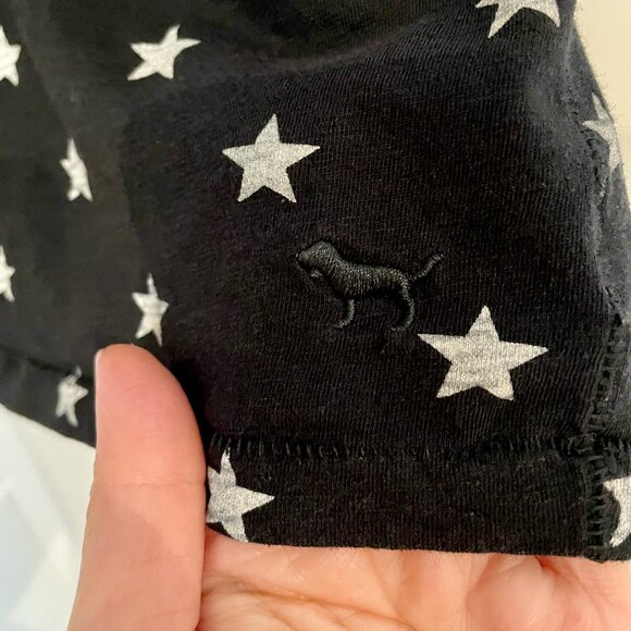 Cute Victoria's Secret Pink Black Distressed Gray Star Print Racerback Tank - Picture 4 of 5